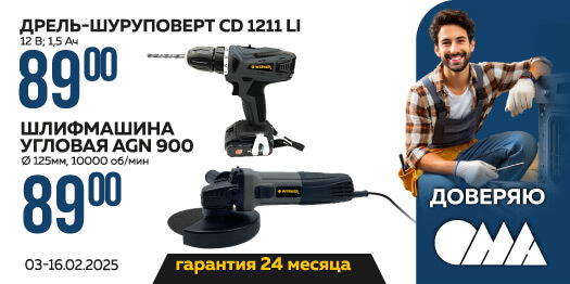 Дрель-шуруповерт и шлифмашина Werker в ОМА